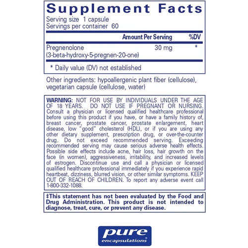 Pure Encapsulations Pregnenolone 30 mg 60 caps (PE-00221): Форма выпуска Капсулы