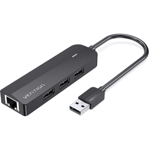 Адаптер Vention Adapter USB to 3хUSB2.0+RJ45 Black (CHPBB)