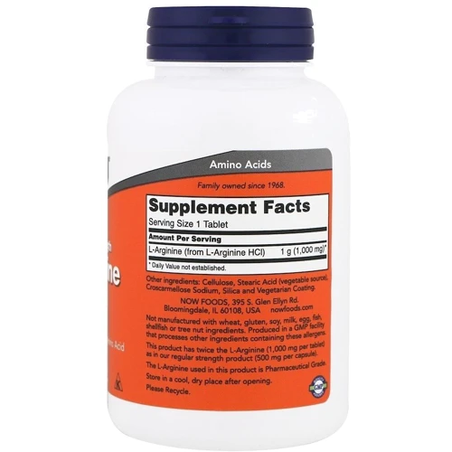 NOW Foods L-Arginine Double Strength 1000 mg 120 tabs: Тип Аргинин