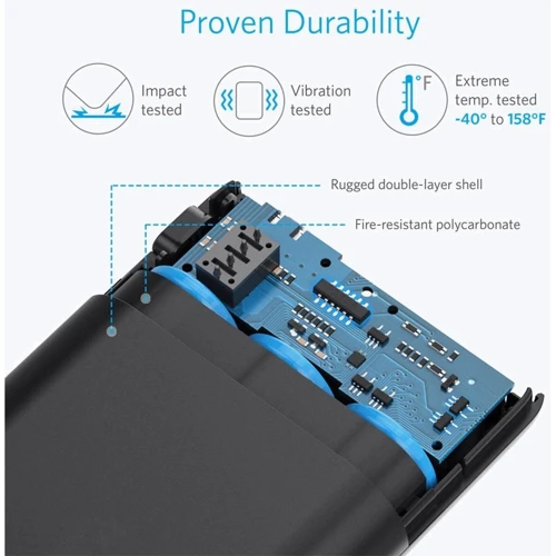 Внешний аккумулятор ANKER Power Bank PowerCore V3 10000mAh Black (A1263H11): Емкость батареи, мАч 10000