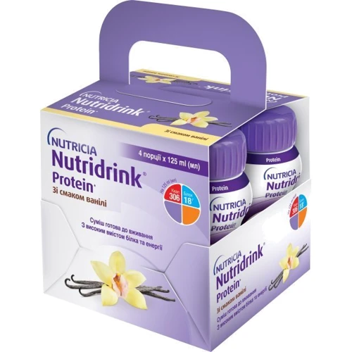Энтеральное питание Nutricia Nutridrink Protein Vanilla со вкусом ванили 4х125мл (8716900565403): Тип Смеси специальные