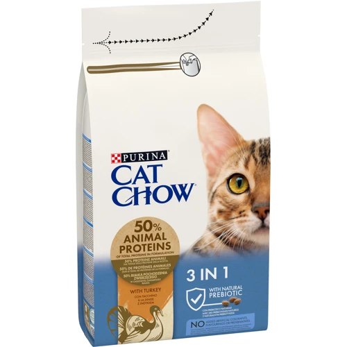 Сухой корм Purina Cat Chow Feline 3 в 1 для взрослых кошек с индейкой 1.5 кг (7613034155139) фото 9