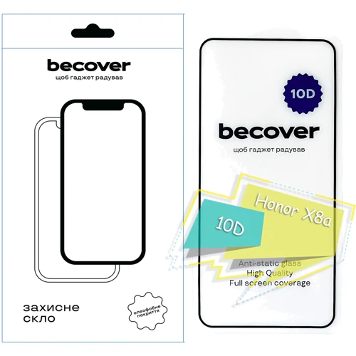 BeCover Tempered Glass 10D Black for Honor X8a (713163)