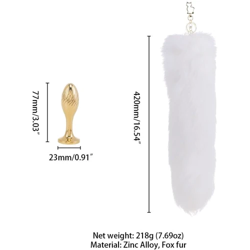 Анальная пробка LOCKINK Sevanda White Fox-Tail Anal Pear-shape Plug