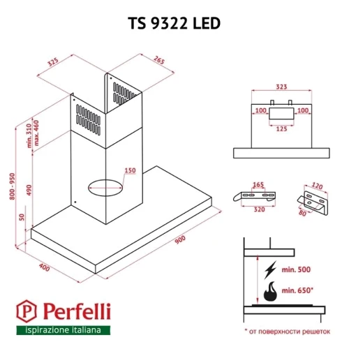 Вытяжка Perfelli TS 9322 I/BL LED фото 9