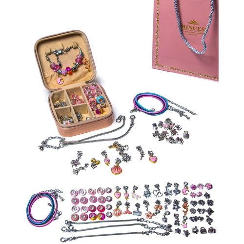 Набір для виготовлення прикрас, основи для браслетів, намистини, підвіски (рожевий): Виробник Noname