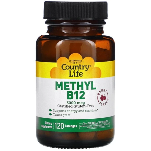 Country Life Methyl B12 3000 mcg Міт В12 Ягідний смак 120 пастилок