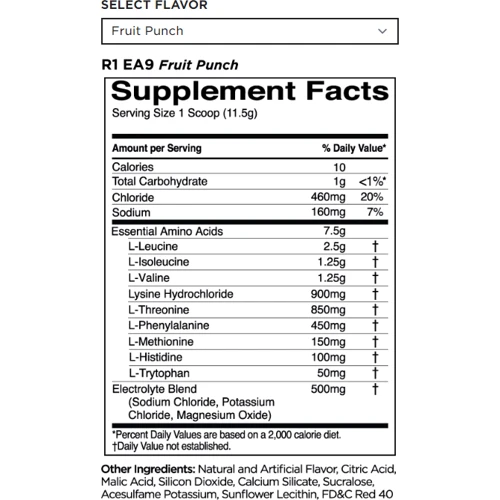Аминокислота для спорта Rule 1 Essential Amino 9 315 g / 30 servings / Fruit punch: Вкус Фруктовый пунш