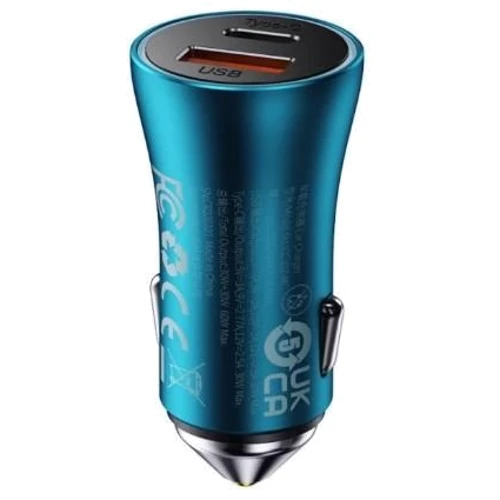 Зарядное устройство Baseus Car Charger USB+USB-C Golden Contactor 60W Blue (CGJM000103): Кабель в комплекте отсутствует