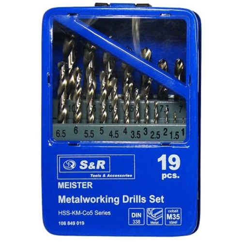 Набір свердл S&R Meister 19 шт по металу нержавіючої сталі (108849019)