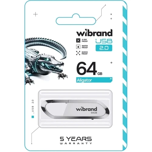 USB-флешка Wibrand 64Gb Aligator USB 2.0 White (WI2.0/AL64U7W): Стандарт USB USB 2.0