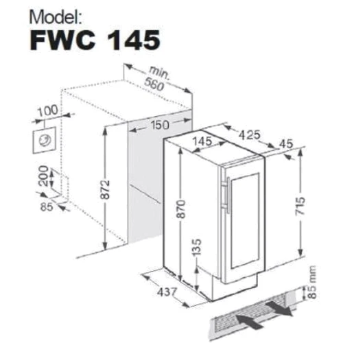 Вбудовувана винна шафа Fabiano FWC 145 Inox (8171.405.0827): Тип за призначенням Винный шкаф