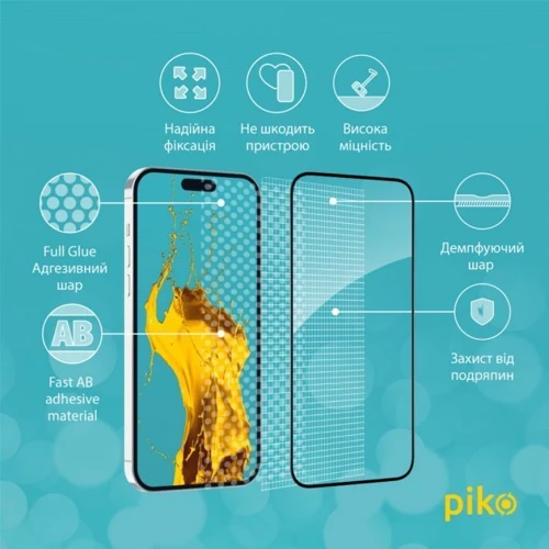 Защитное стекло для iPhone Piko Tempered Glass Full Glue Black for iPhone 15 Plus: Тип аксессуара защитное стекло