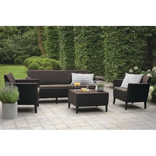 Комплект садовой мебели Allibert Salemo 3 seater set коричневый (8711245155401): Вид мебели комплекта Стол, Кресло, Диван