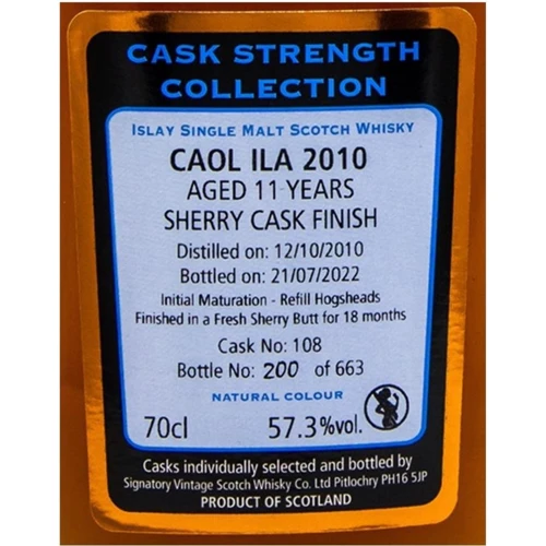 Виски Signatory Caol Ila Cask Strength 11 years old 2010 0.7 (BWW7165): Страна производитель Шотландия