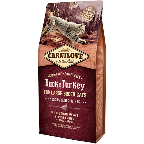 Сухой корм для взрослых кошек крупных пород Carnilove Cat Duck & Turkey Large Breed 6 кг (8595602512751)