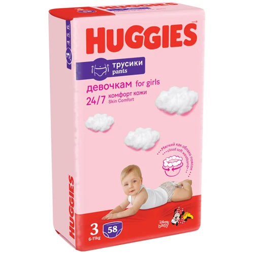 Підгузки Huggies Pants 3 Mega (6-11кг) для дівчаток 58 шт (5029053547480) фото 12