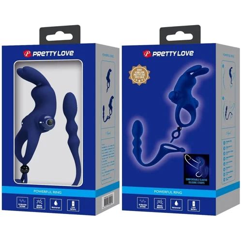 Эрекционное виброкольцо с анальным стимулятором LYBAILE Pretty Love - Powerful ring (BI-210213-3)