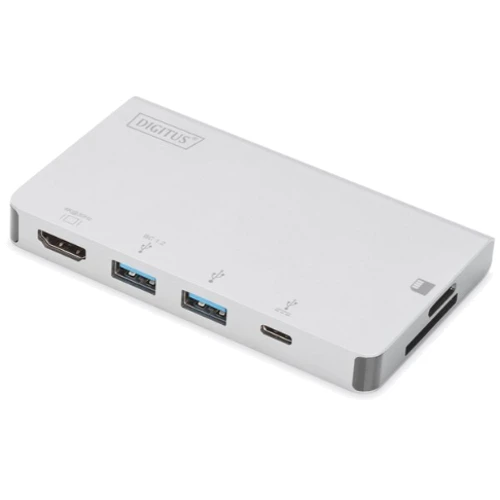 Адаптер Digitus Adapter USB-C to HDMI+2xUSB+USB-C+SD+TF Silver (DA-70867)