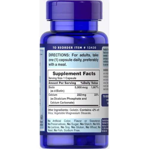 Puritan's Pride Biotin 5000 mcg 60 Caps Биотин