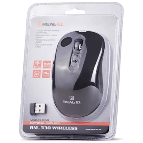 Мишка REAL-EL RM-330 Wireless Black (EL123200035): Вага 58 г