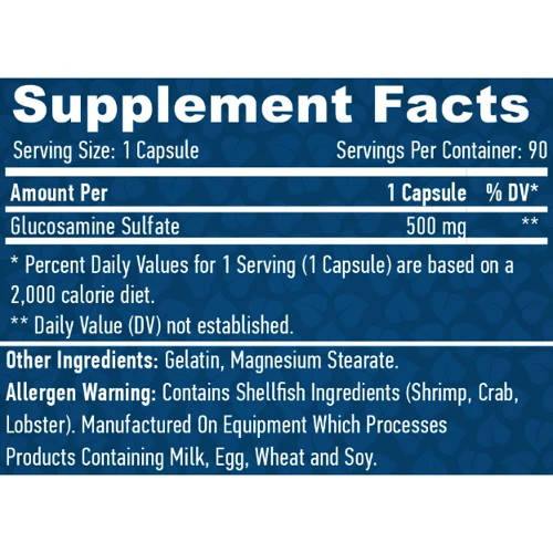 Haya Labs Glucosamine Sulfate 500 мг Глюкозамин Сульфат 90 капсул: Тип Глюкозамин
