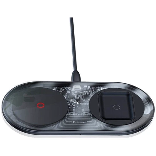 Зарядное устройство Baseus Dual Wireless Charger Turbo Edition Transparent Black 24W (TZWXJK-B01) for Smartphones and Pods: Сила тока 2А