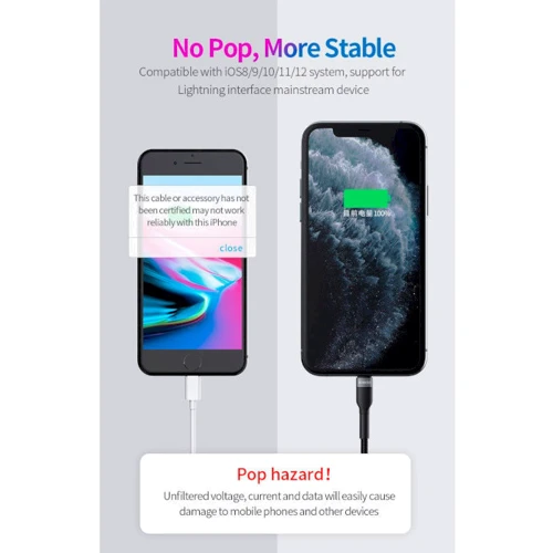 Кабель Romoss USB Cable to Lightning CB12B 2.4A 1m Black (CB12B-621-234H) фото 9
