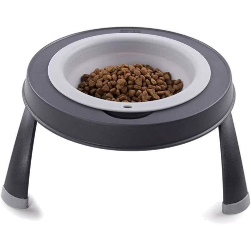 Миска одинарная Dexas Single Elevated Feeder-LG на складной подставке маленькая 360 мл светло-серая (PW130432429): Материал Пластик