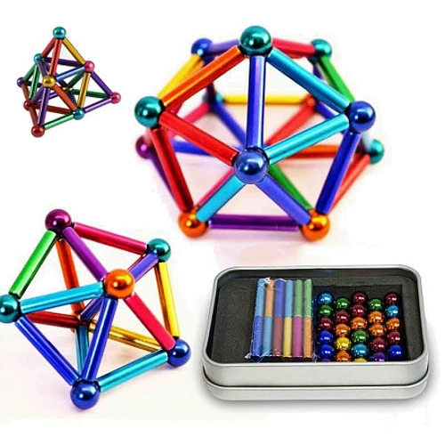 Магнитный конструктор Neocube Neo Mix Color Неокуб магнитные шарики цветные 36 палочек 27 шариков в боксе (NC2266)