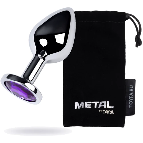 Анальная пробка с кристаллом Metal By Toyfa Silver anal plug Аmethyst