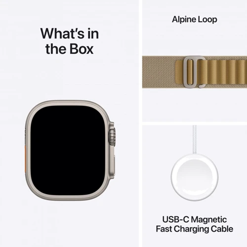 Apple Watch Ultra 2 2024 GPS + Cellular 49mm Natural Titanium Case з Tan Alpine Loop - Small (MX4E3UL/A) фото 9