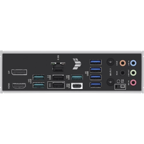 ASUS TUF GAMING B850-PLUS WIFI UA: Разъемы на задней панели Ethernet RJ-45, DisplayPort, HDMI, USB 2.0, USB 3.2 Gen 1, USB 3.2 Gen 2, USB Type-C