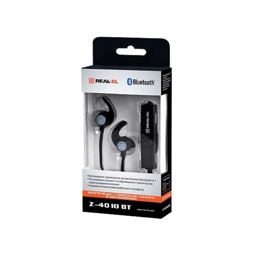 Наушники REAL-EL Z-4010 BT Black: Тип конструкции вакуумные