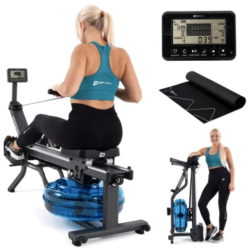 Гребной тренажер Hop-Sport HS-160WR Hydro + мат (5902308228832)