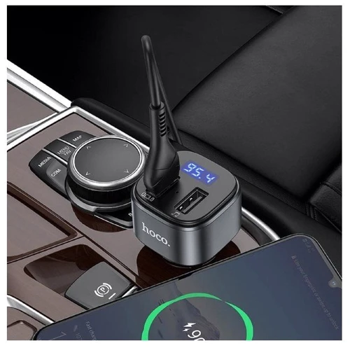 FM-трансмітер Hoco E67 Fighter 18W (2 USB) Black фото 4