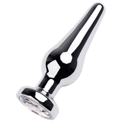 Анальная пробка с кристаллом Toyfa Metal Silver anal plug white gem