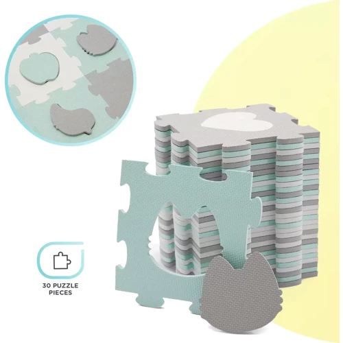 Килимок-пазл Kinderkraft Luno Shapes Mint, 30 елементів (KPLUSH00MIN0000): Виробник KinderKraft
