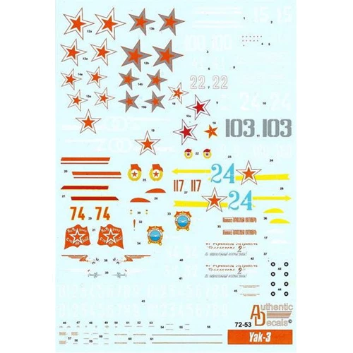 Декаль Authentic Decals на Як-3 AD7253