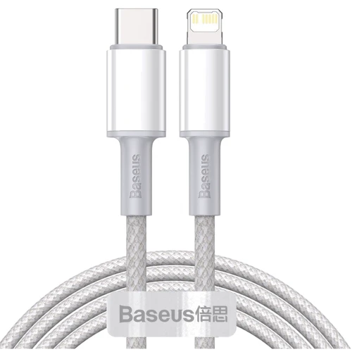 Кабель Baseus Cable USB-C to Lightning PD High Density Braided 20W 2m White (CATLGD-A02)
