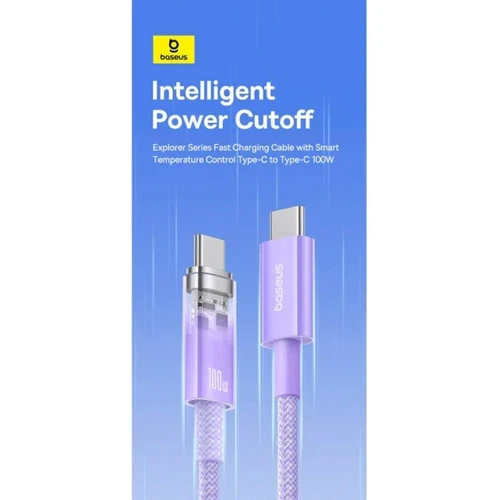 Кабель Baseus Cable USB-C to USB-C Explorer Smart Temperature Control 100W 1m White (P10319703221-00) фото 6