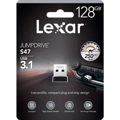 USB-флешка Lexar 128GB JumpDrive S47 USB 3.1 (LJDS47-128ABBK): Максимальна швидкість читання, МБ / с 250