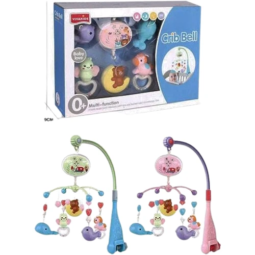 Карусель на кроватку 1142 2 цвета: Особенности подсветка, звуковое сопровождение, работа от батареек, с проекцией