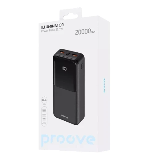 Внешний аккумулятор Proove Power Bank 20000mAh Illuminator 22.5W Black: Встроенный кабель нет