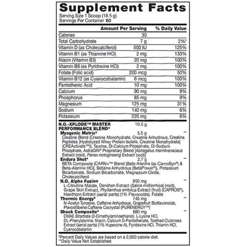 BSN N.O.-Xplode Pre-Training Igniter 1110 g /60 servings/ Green Apple: Тип Комплекс до тренировки