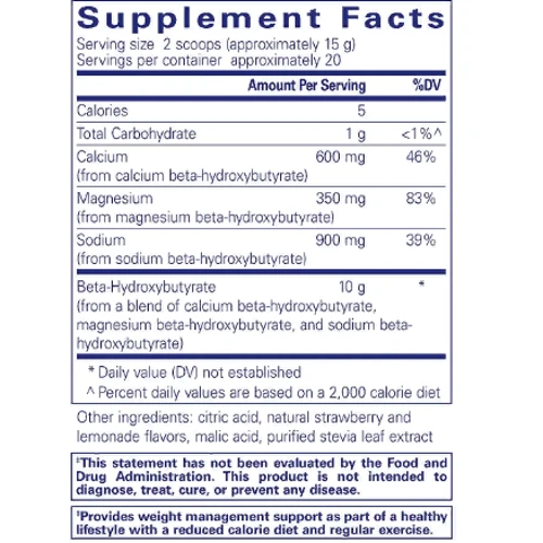 Pure Encapsulations KetoBrain Energy Кетони для енергії мозку зі смаком полуниці-лимонад 300 г: Форма випуску Порошок