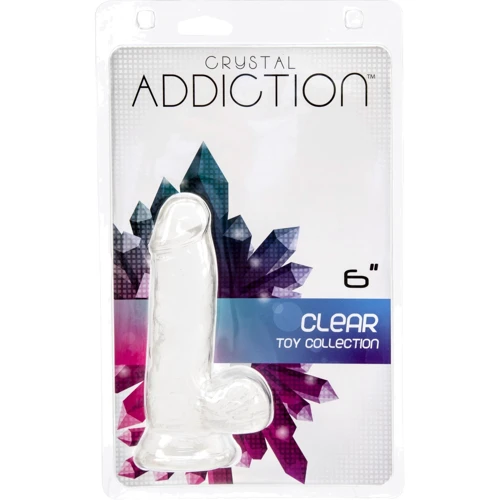 Прозрачный фаллоимитатор на присоске ADDICTION — Clear Dildo with Balls 6" + вибропуля