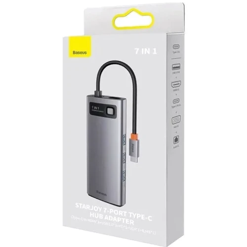 Адаптер Baseus Adapter Metal Gleam Series USB-C to HDMI+3xUSB3.0+PD+VGA+RJ45 Gray (WKWG040013) фото 13