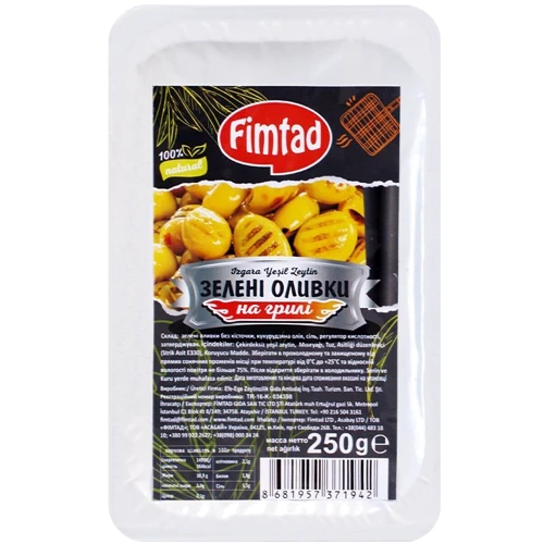 Оливки FIMTAD зелені гриль Grill Yeşil Zeytin 250 г (8681957371942)