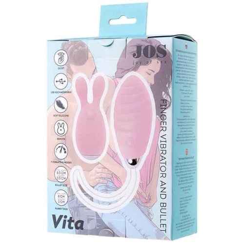 Набор JOS Vita: виброяйцо + вибронасадка на палец Light Pink
